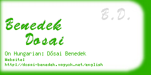 benedek dosai business card